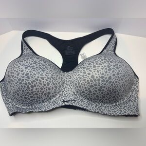 Women's Gray Leopard Print Sports Bra
